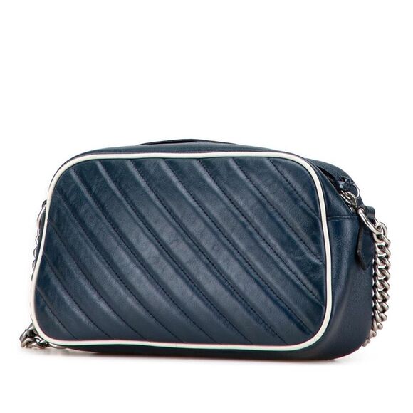 Pre Loved gucci GG Marmont Shoulder Bag Women Blue Crossbody Bags - Picture 2 of 8